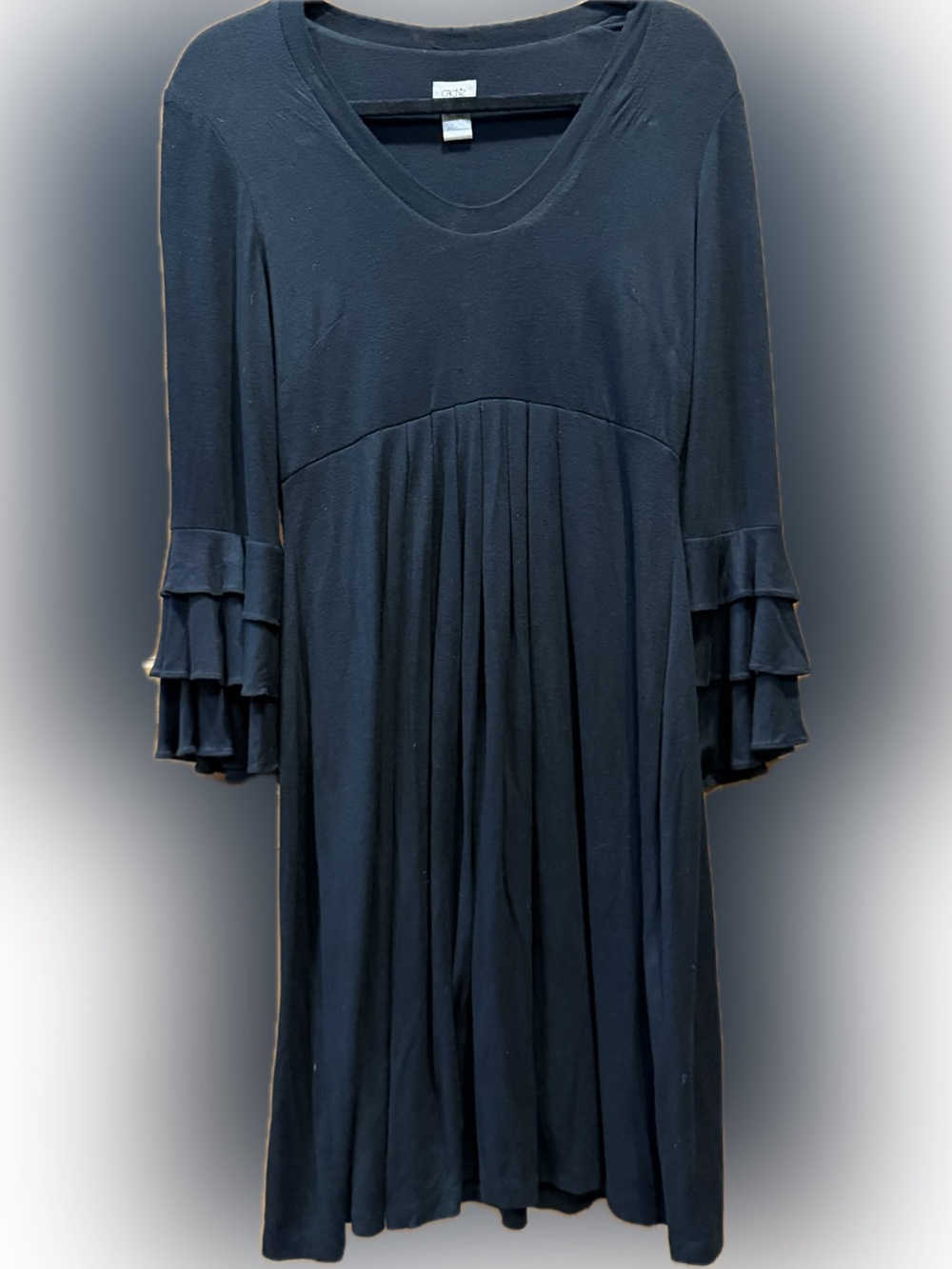 CACHE Black Ruffle Sleeve Empire Waist Swing Dress, Women’s size 10